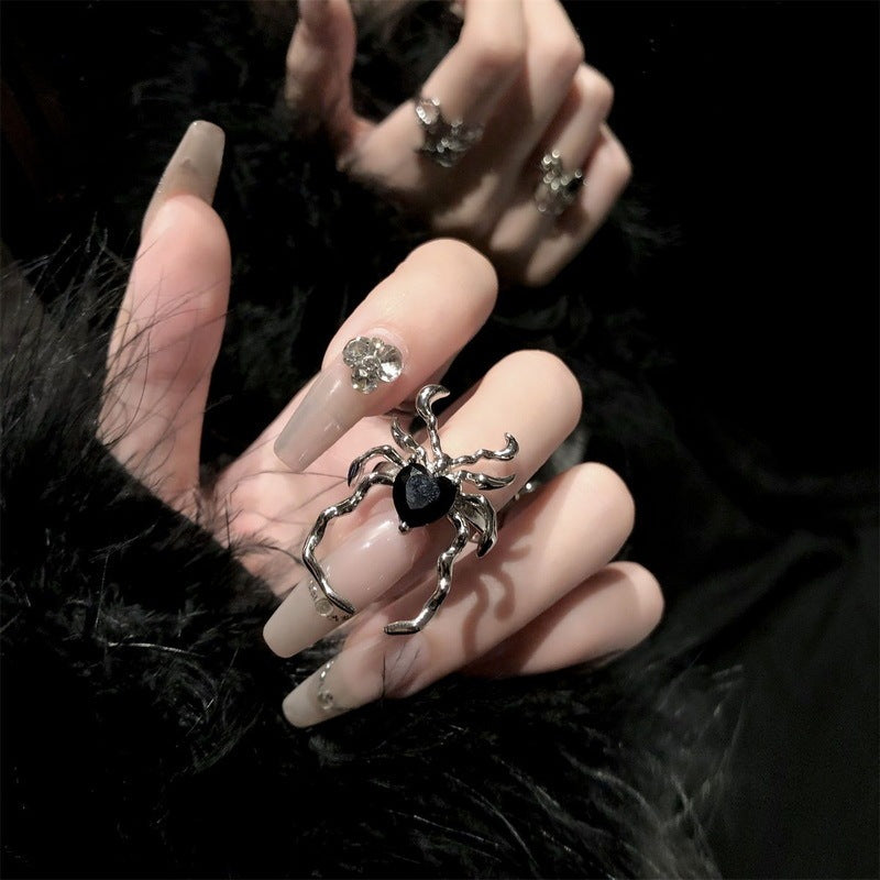 Dark Gem Walking Spider Web Rings