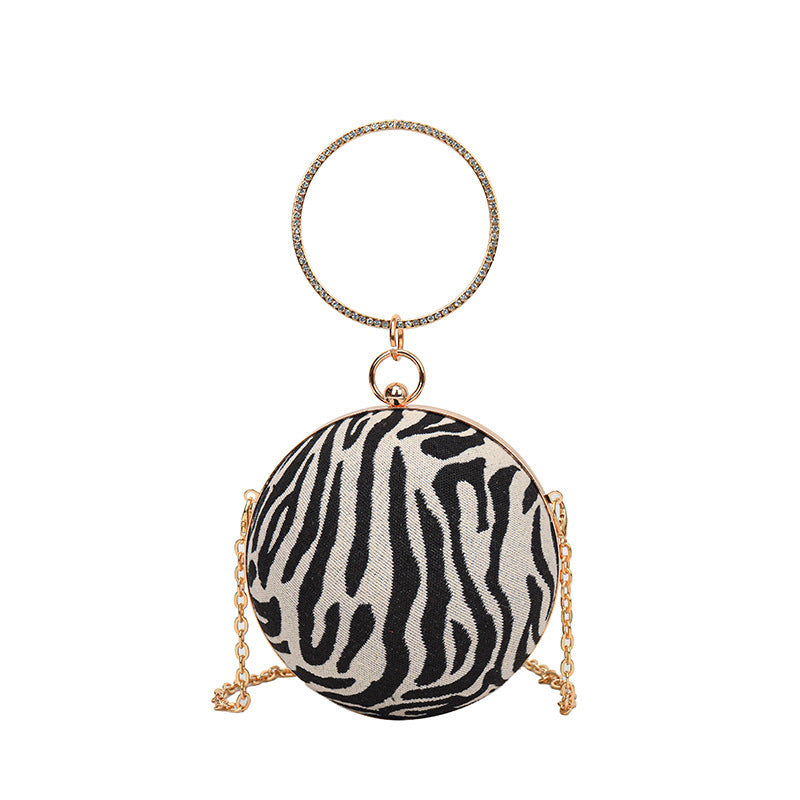 Animal Print Crossbody Chain Strap Heart Shoulder Bag