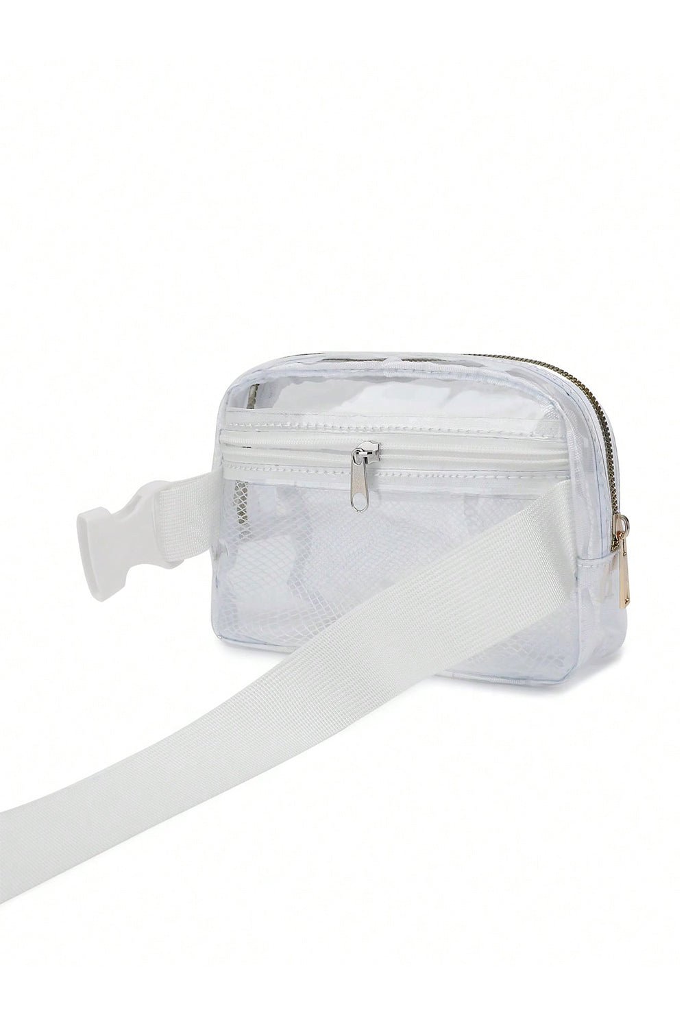 Dark Grey Adjustable Straps Zipper Clear Waist Bag