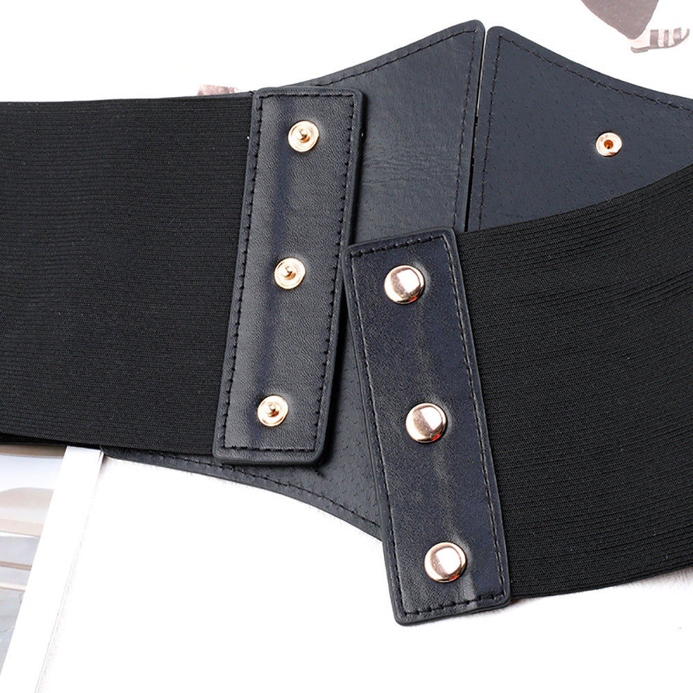 Women's Punk Rivet Lace-up Waist-controlled Slimming Elastic Waistband