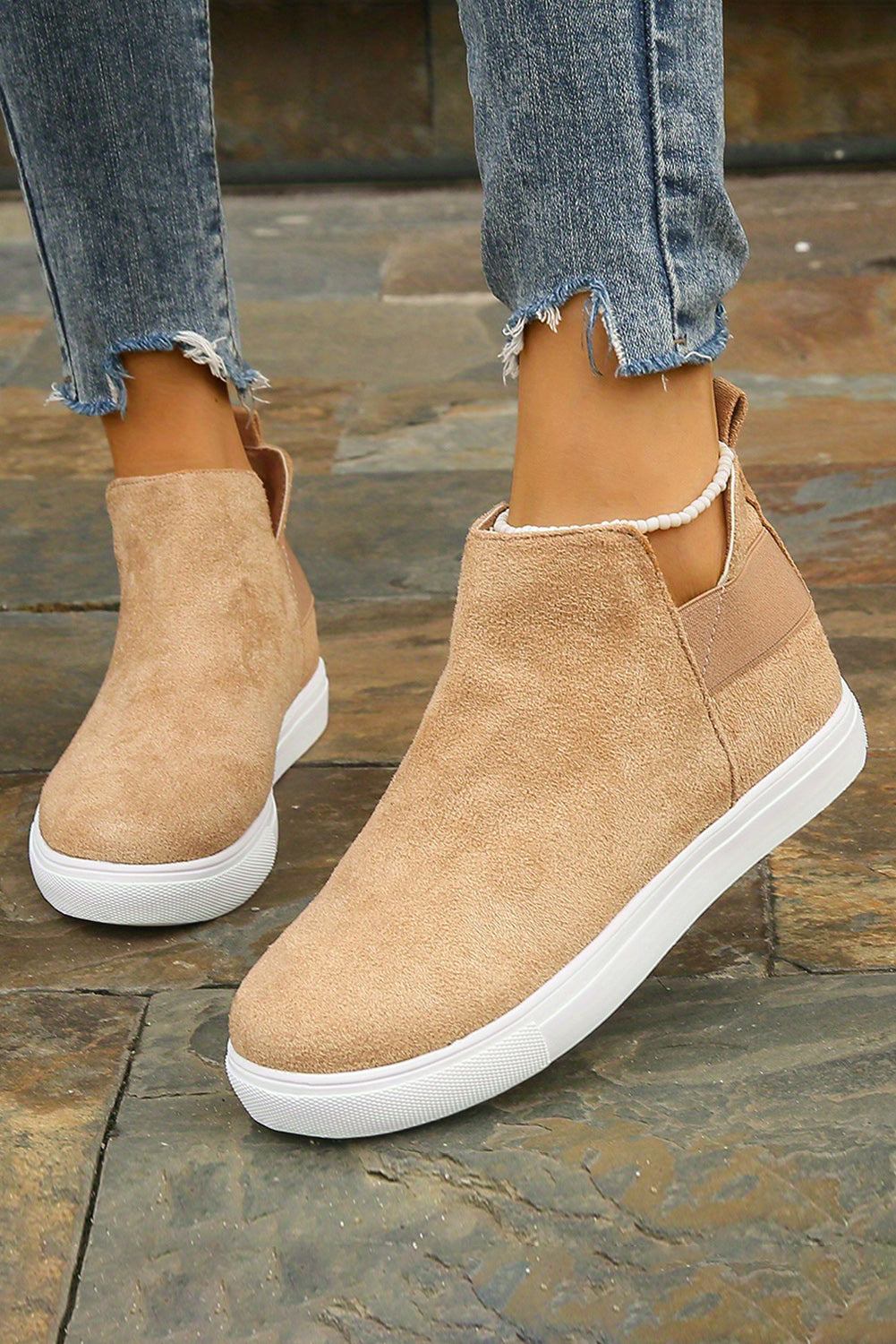 Camel High Top Slip-on Casual Sneakers