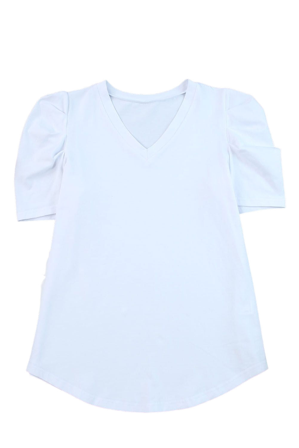 Rose Puff Sleeve V-Neck T-Shirt