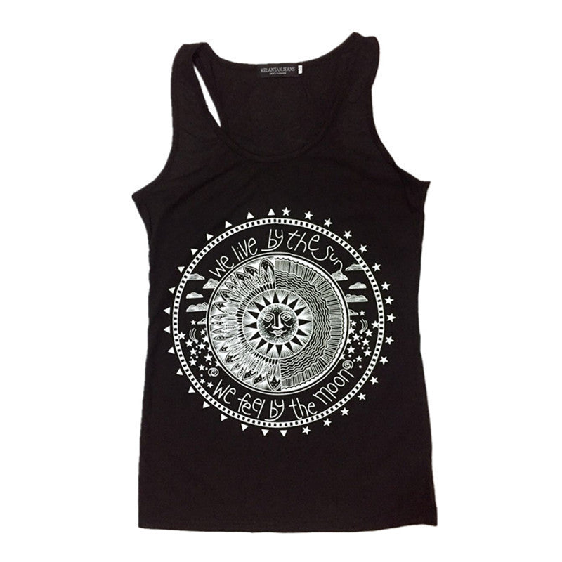 As Above So Below Moon Goddess Witchy Design Graphic Print Tank Top