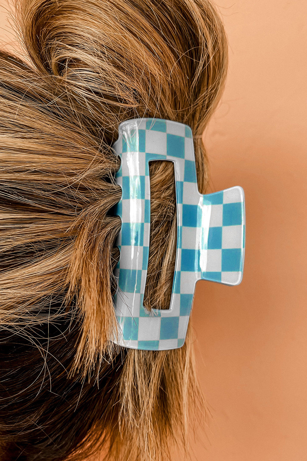 Black Checkered Print Hollow Out Hair Clip