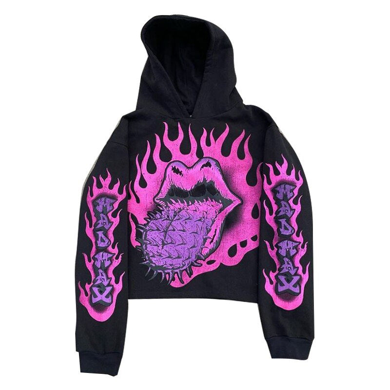 Popular Skull Print Design Hoodie Retro Street Gothic Style