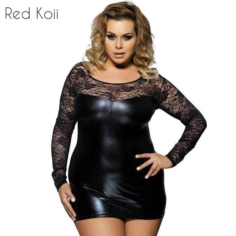 Dress Plus Size 6XL Black Faux Leather Sexy Underwear