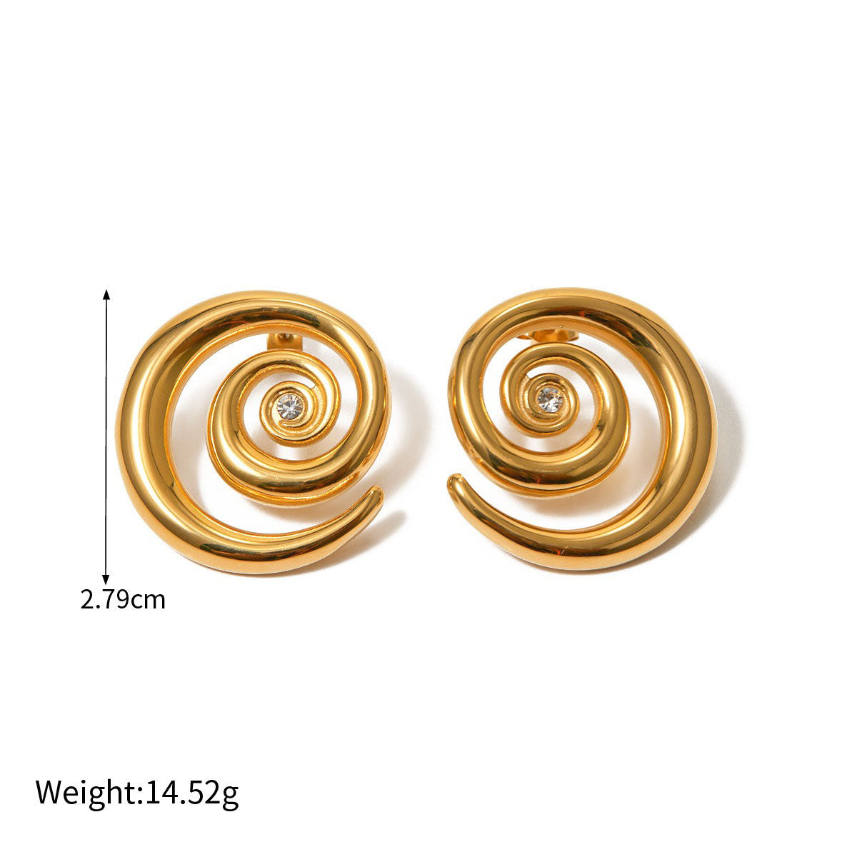 18k gold fashionable swirl diamond design simple style earrings