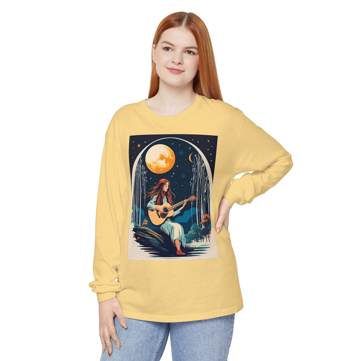 Night Melodies Unisex Garment-dyed Long Sleeve T-Shirt