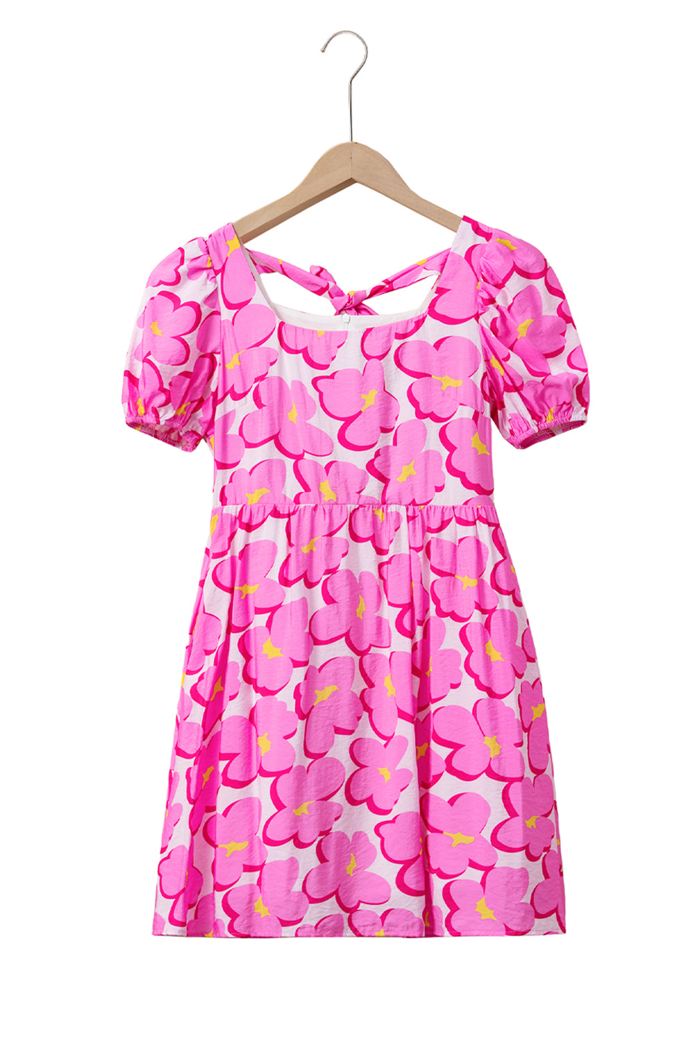 Floral Print Square Neck Empire Waist Flowy Dress