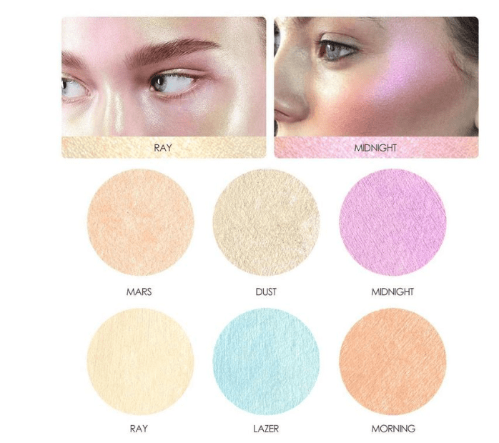 Focallure 6-Color Northern Lights Glow Highlight Palette