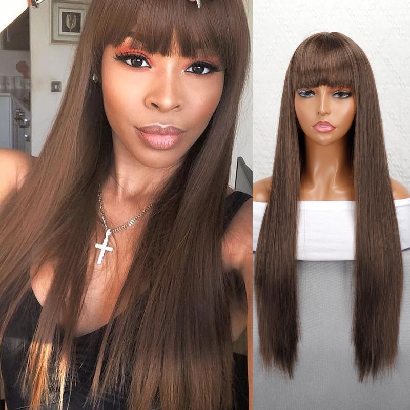 Synthetic Long Straight Hair With Bangs Wigs