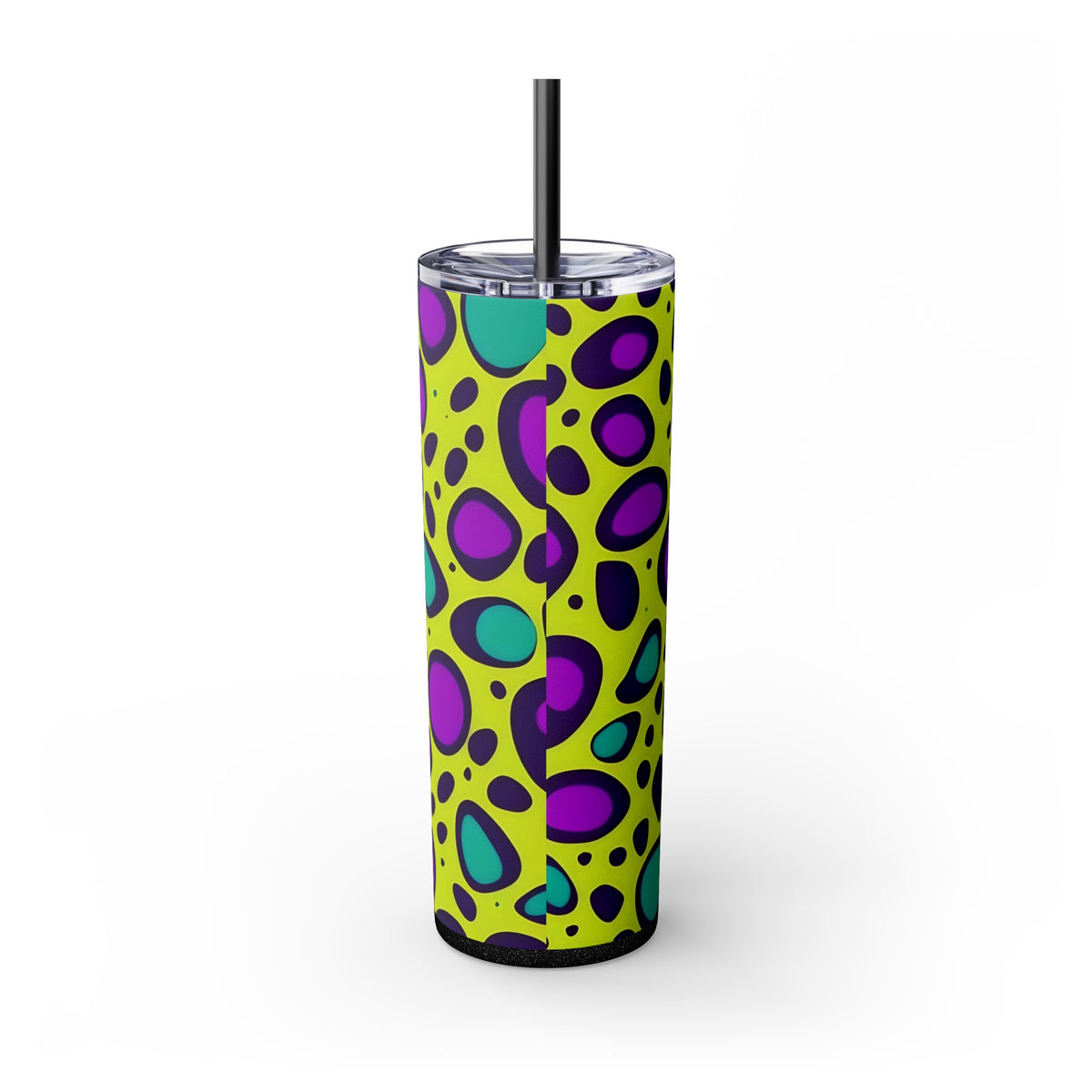 Neon Large Leopard Print Skinny Tumbler with Straw, 20oz