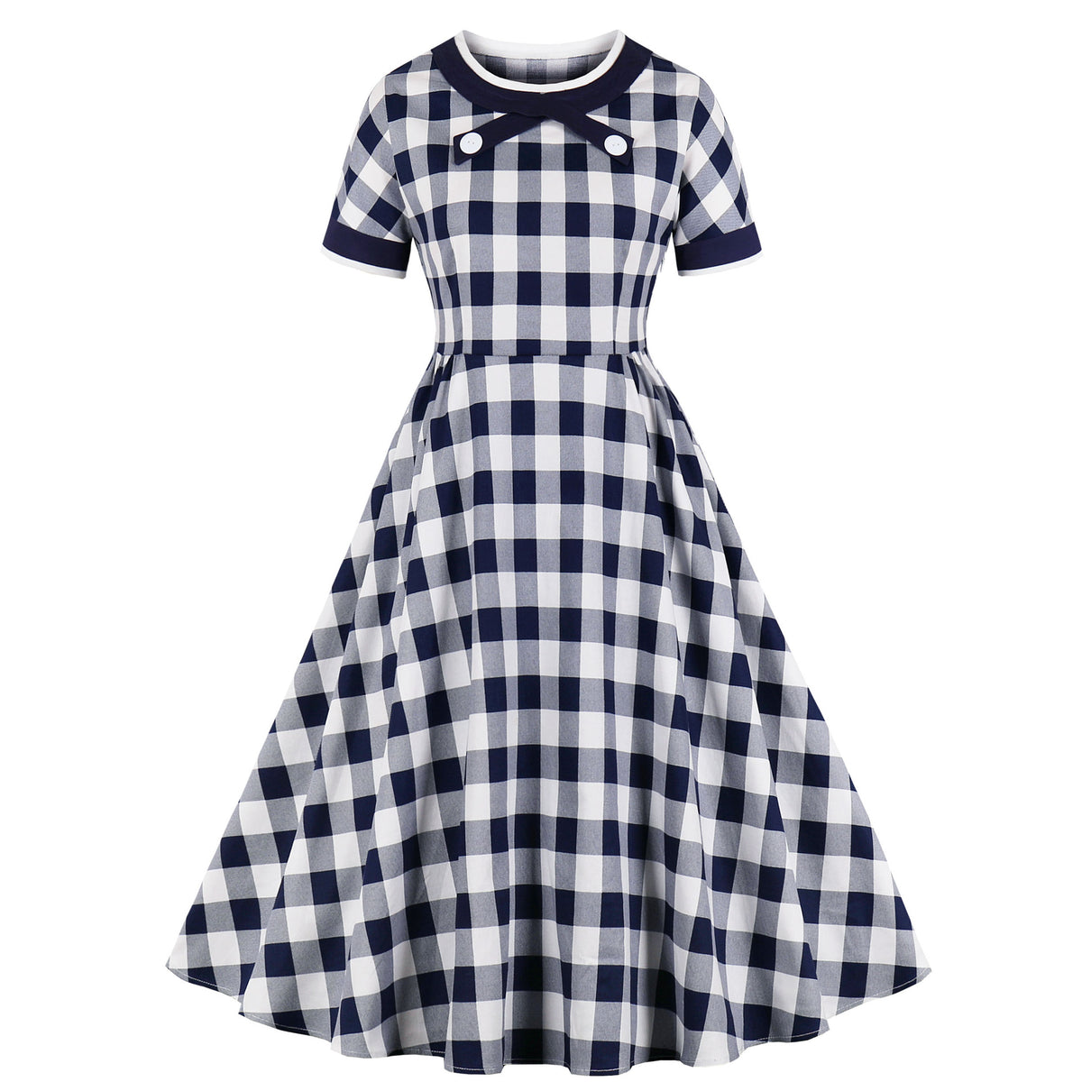 Buffalo Plaid Checked Retro Swing Dress