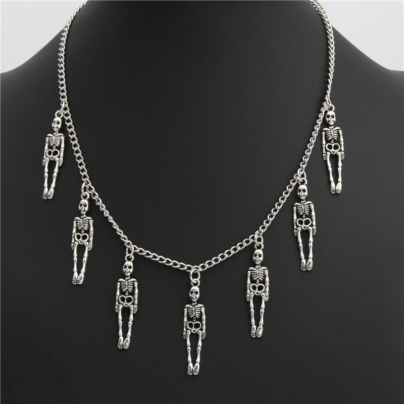 7 skull punk pendant necklaces