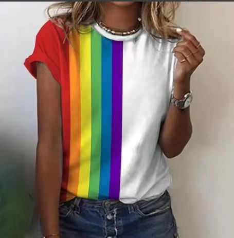 Women's Casual Graphic Tee Selection Multiple Styles Available Cute Rainbow, Wink Face, Sun, Relax, Feather Short Sleeve Tee Shirts