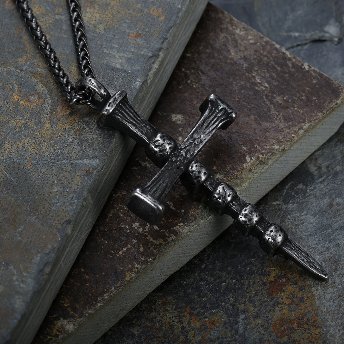 Gothic Skull Cross Stainless Steel Pendant Necklace