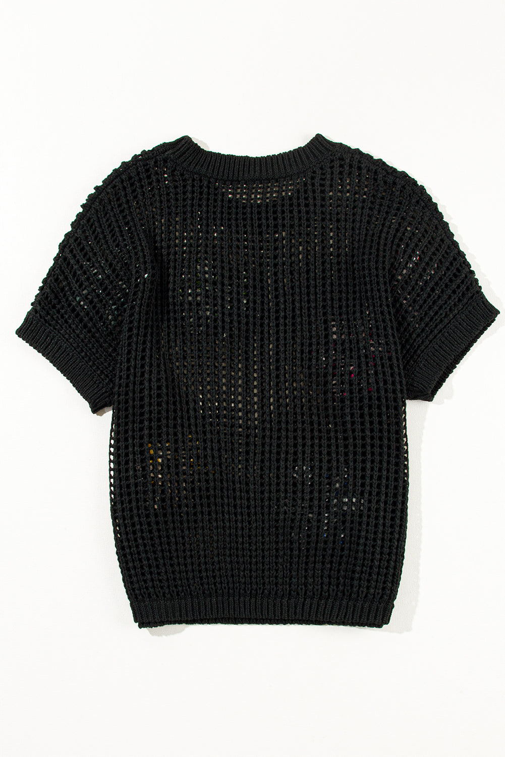 Black Crochet Flower Hollow-out Sweater T Shirt