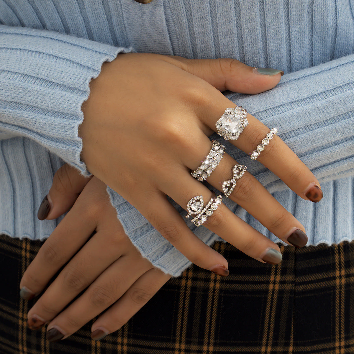 Rhinestone Stackable Ring Set