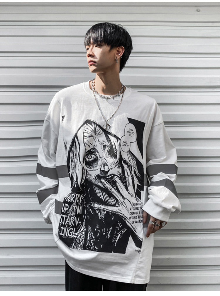 Gothic Long Sleeve Printed T-shirt Men