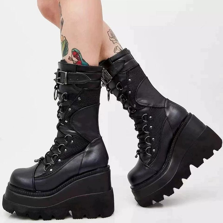 Plus Size Punk Style Street Platform Mid-tube Women's Boots