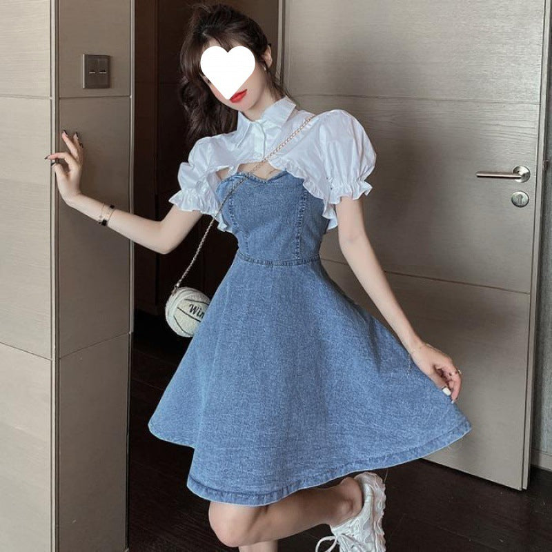 Denim Spaghetti Strap Tank Top Style Slim Fit Summer Denim Dress