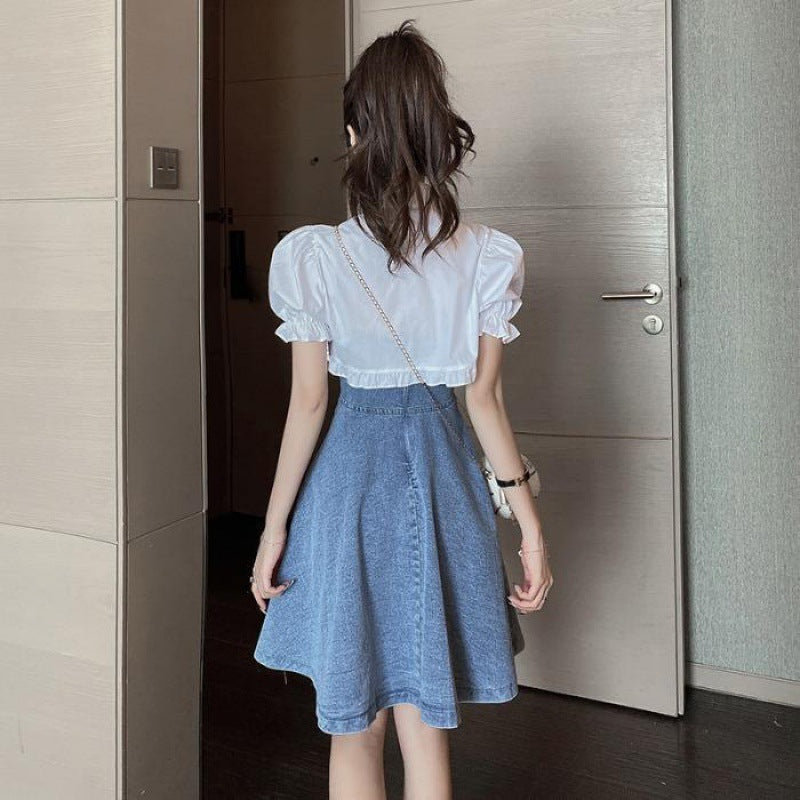 Denim Spaghetti Strap Tank Top Style Slim Fit Summer Denim Dress