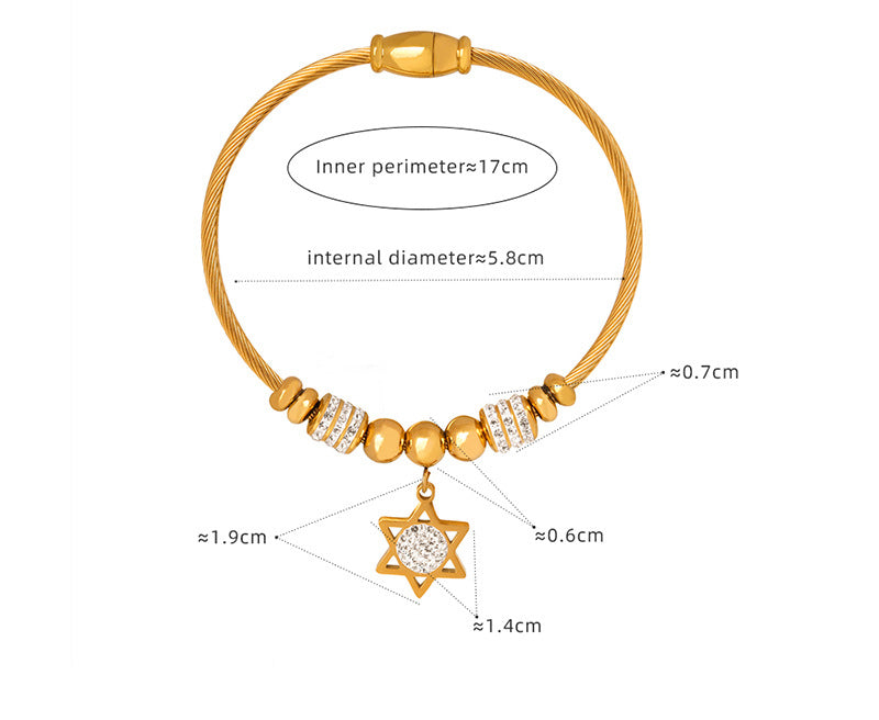 18K gold noble and dazzling love/star/round/six-pointed star/eyes/number 8/flower design bracelet