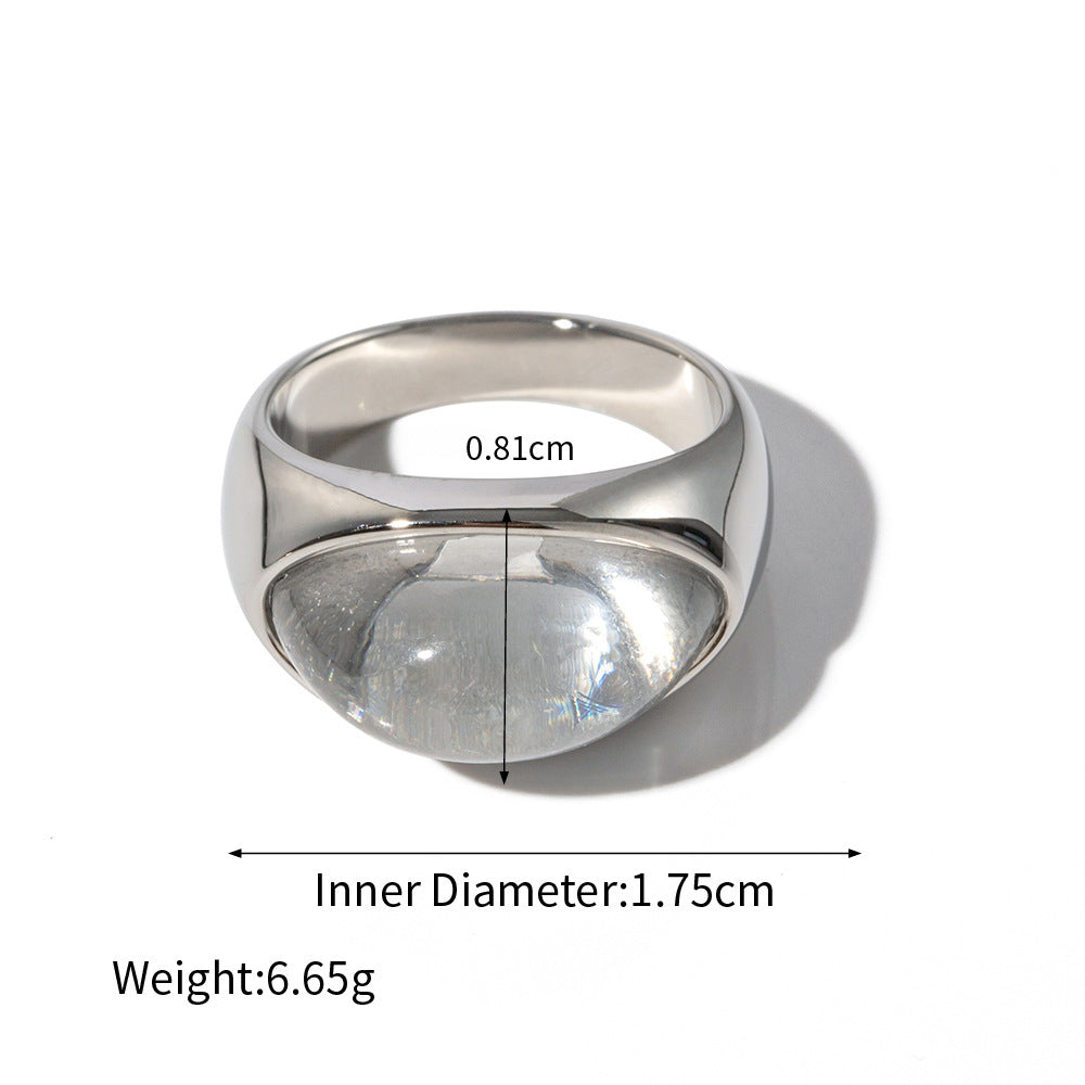 18k gold classic fashion inlaid gemstone design simple style ring