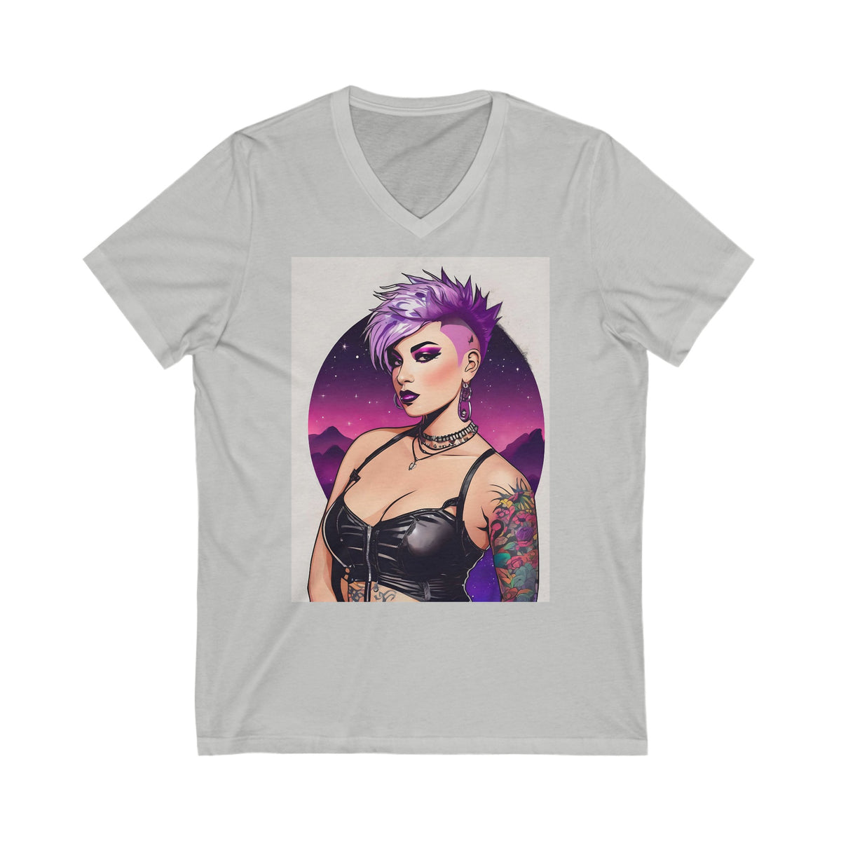 Sassy Goth Galaxy Girl Unisex Jersey Short Sleeve V-Neck Tee