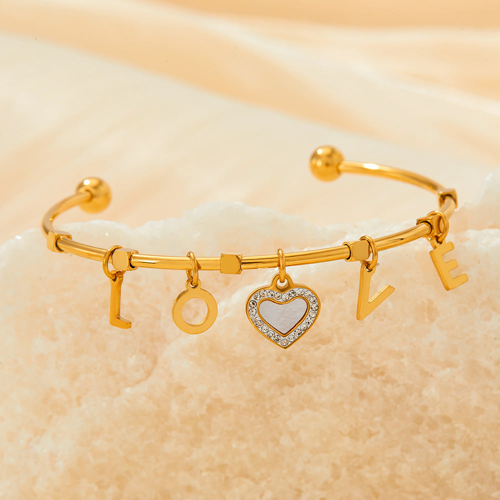 18K Gold Exquisite Fashion LOVE Matching Heart Design Bracelet
