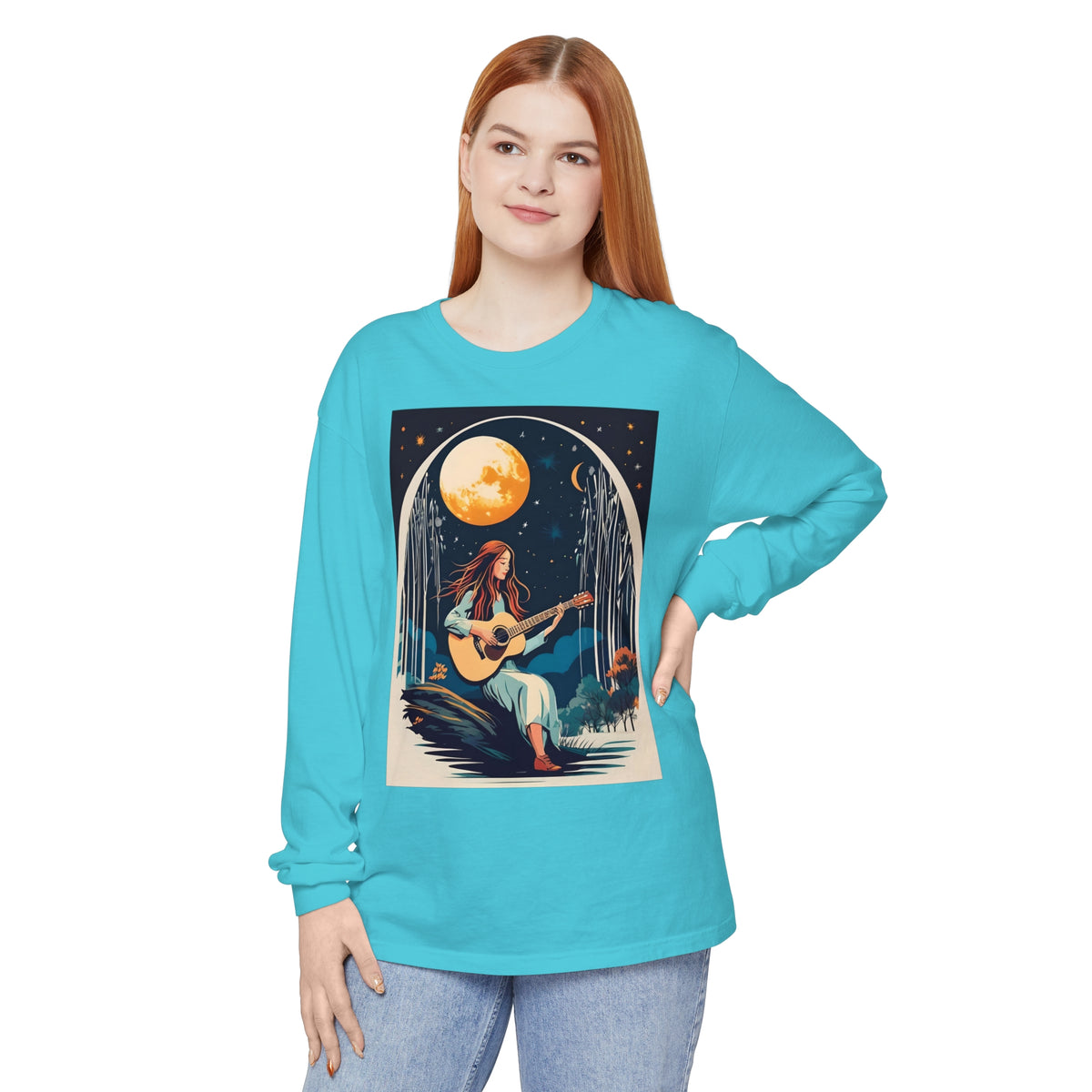 Night Melodies Unisex Garment-dyed Long Sleeve T-Shirt