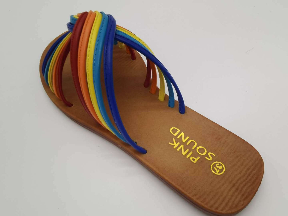 Rainbow slip on sandals