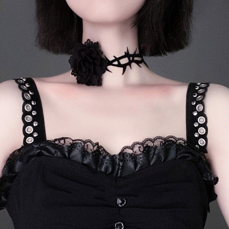 Punk Rock Gothic Dark Briar Rose Choker Necklace