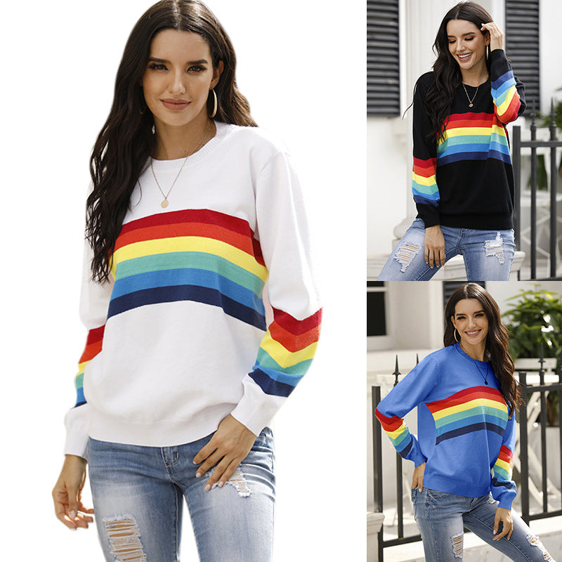 Rainbow Stripe Pullover Sweater