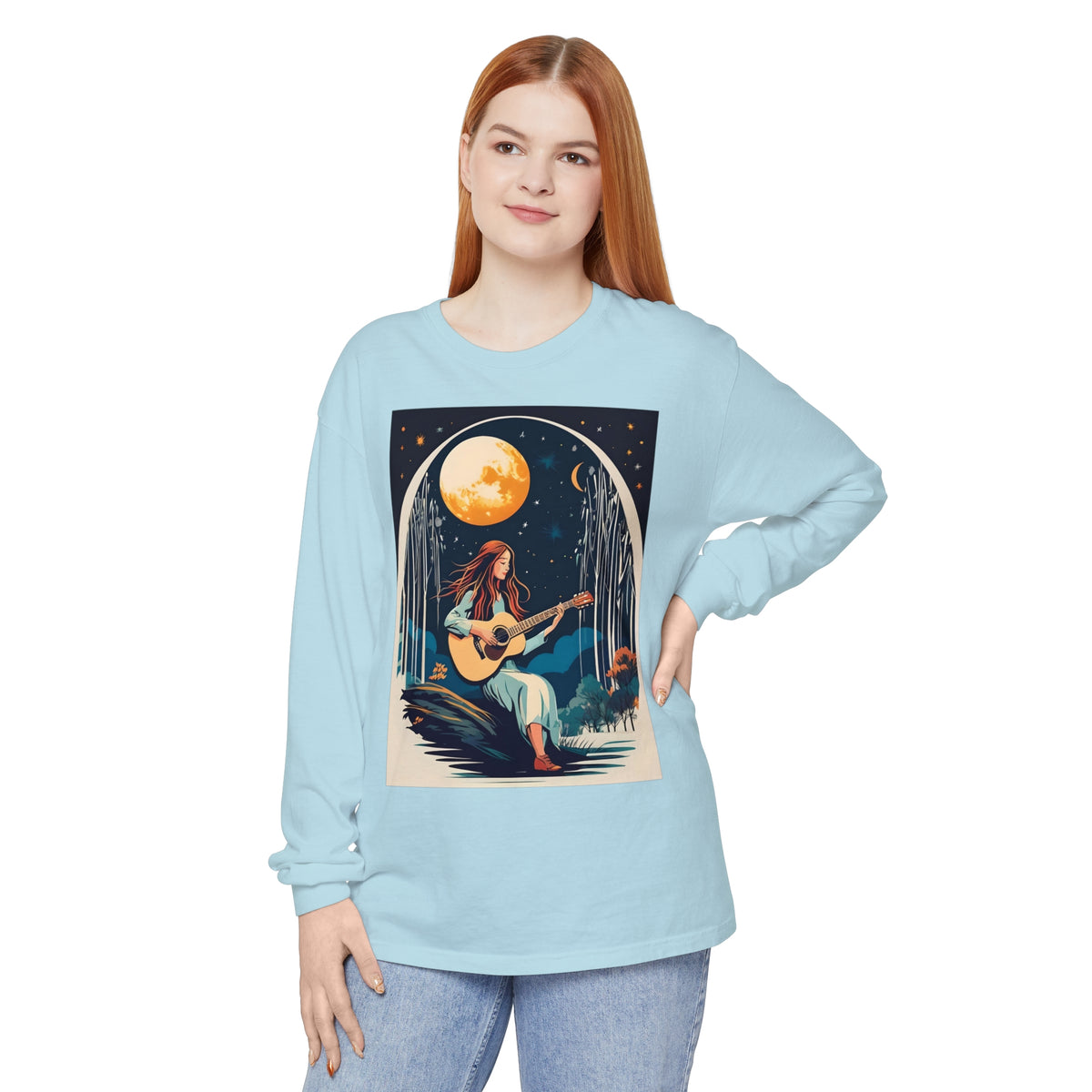 Night Melodies Unisex Garment-dyed Long Sleeve T-Shirt