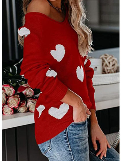 Loose Love V-Neck Knit Shirt H7UVCDL62K