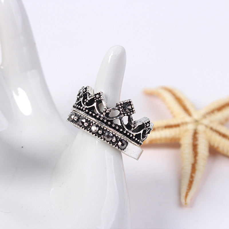 Vintage Style Jewelry Fashion Retro Crown Ring Set