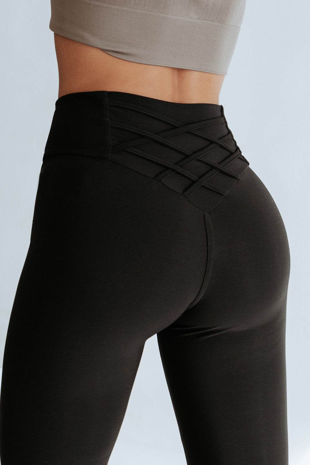 Apricot Criss Cross Tummy Control Casual High Waist Leggings