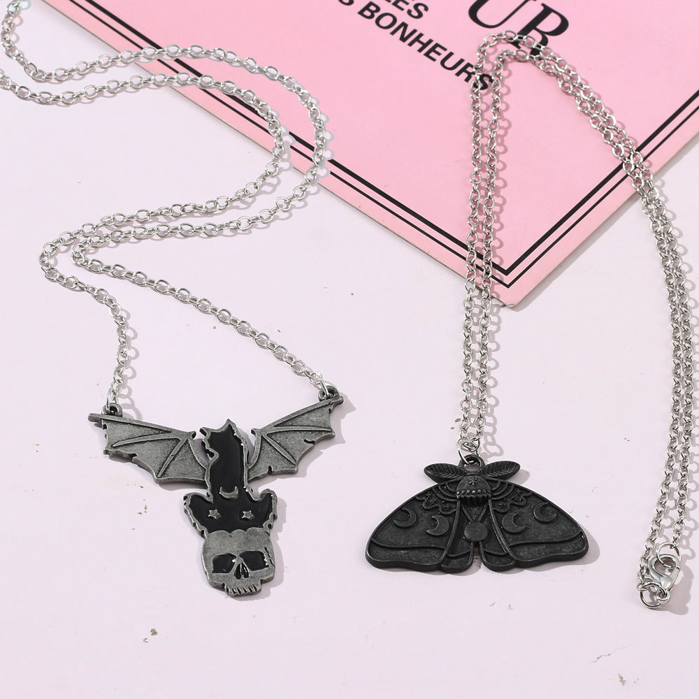 Halloween Dark Butterfly Skull Necklace