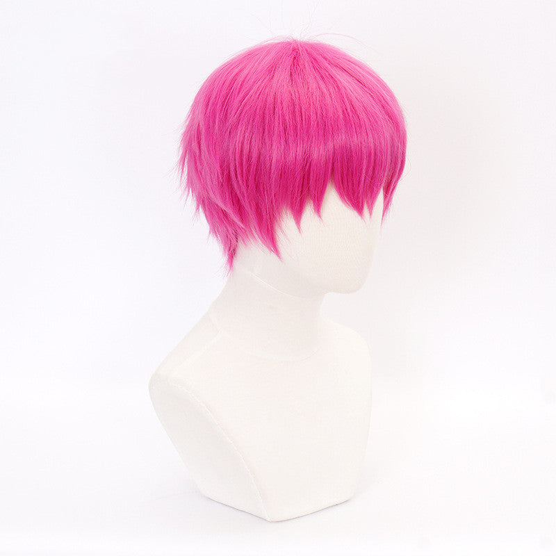 Rose Red Pink Short Hair Fringe Bangs Cosplay Wig