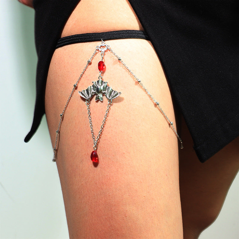 Women's Creative Thigh Garter Bat Pendant Long Chain Body Jewelry