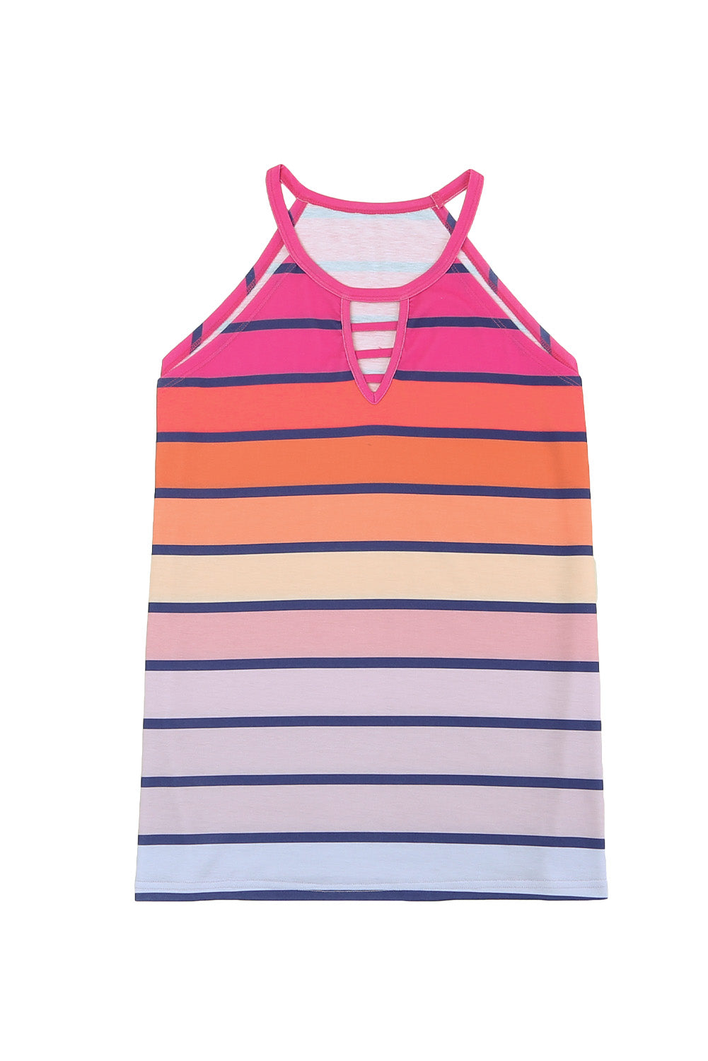 Multicolor Ombre Tie Dye & Striped Print Keyhole Neck Camisole