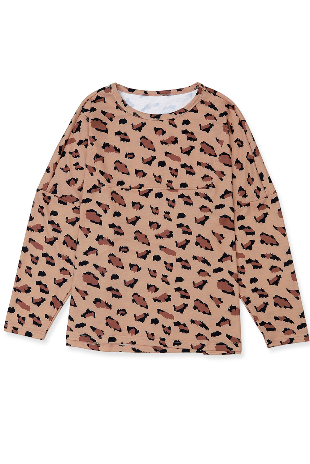 Pink Leopard Stitching Loose Long Sleeve Top