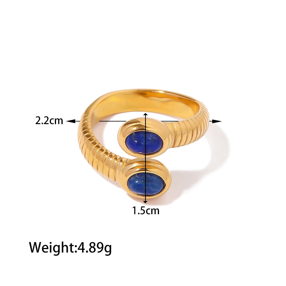 18K gold high-end light luxury lapis lazuli court retro ring