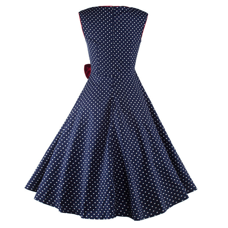 Polka Dot Side Bow Swing Dress