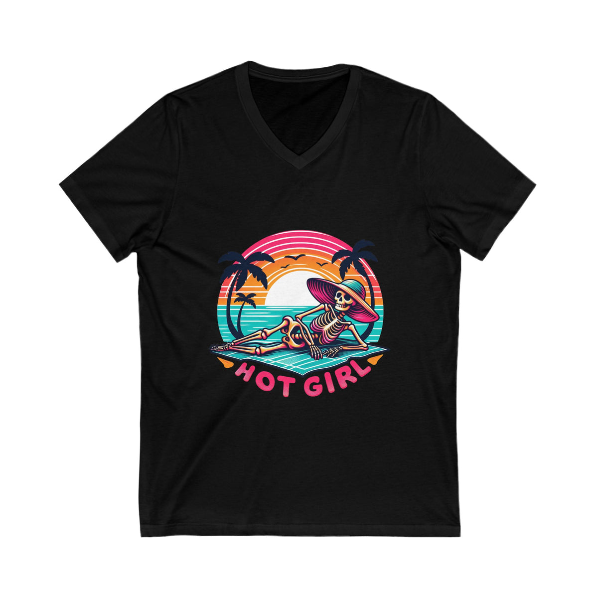 Hot Girl Summer Skeleton Unisex Jersey Short Sleeve V-Neck Tee