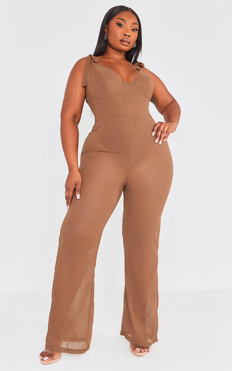 Plus Black Underwire Detail Jumpsuit