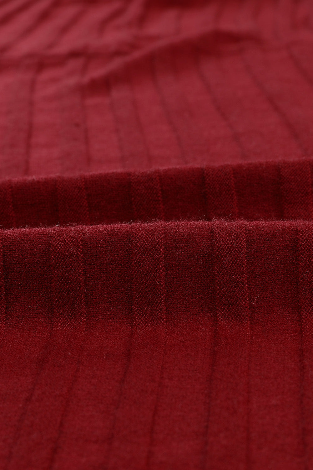 Red Ribbed Half Sleeve Open Front Knit Cardigans