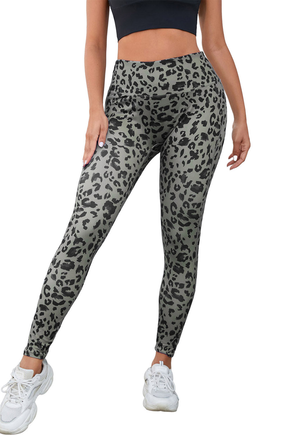 Blue Classic Leopard Print Active Leggings