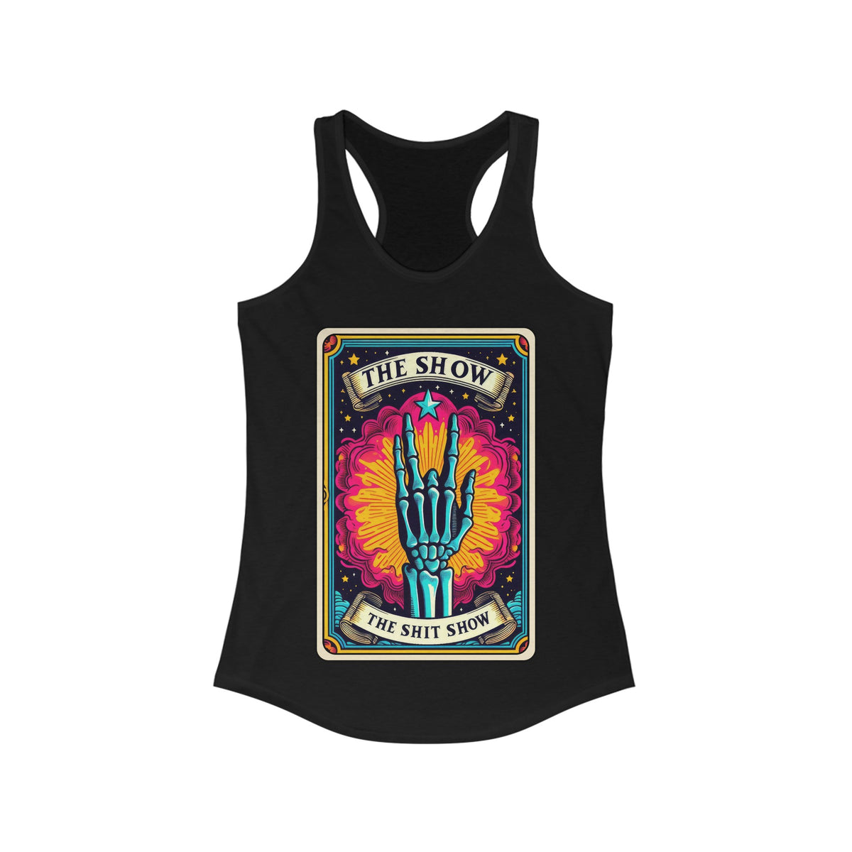 The Show Skull Horns Tarot Card Women's Ideal Racerback Tank